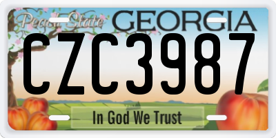 GA license plate CZC3987