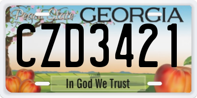 GA license plate CZD3421