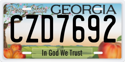 GA license plate CZD7692