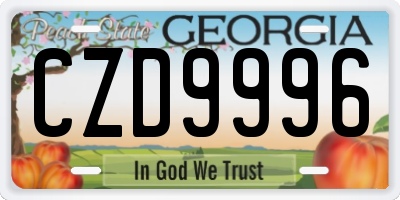 GA license plate CZD9996