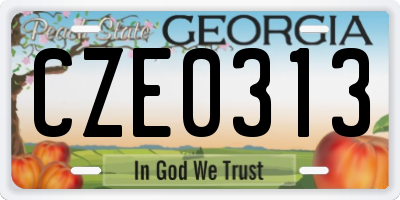 GA license plate CZE0313