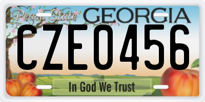 GA license plate CZE0456
