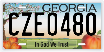 GA license plate CZE0480