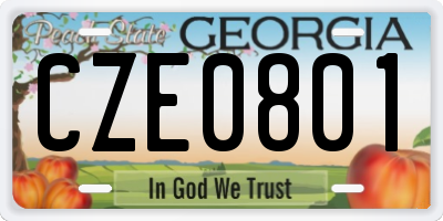 GA license plate CZE0801