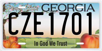 GA license plate CZE1701