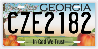 GA license plate CZE2182