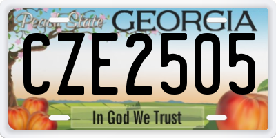 GA license plate CZE2505