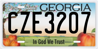 GA license plate CZE3207