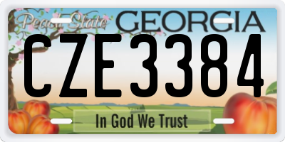 GA license plate CZE3384