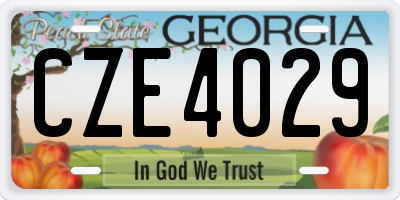 GA license plate CZE4029