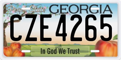 GA license plate CZE4265