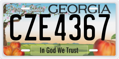 GA license plate CZE4367