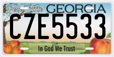 GA license plate CZE5533