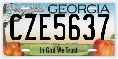 GA license plate CZE5637