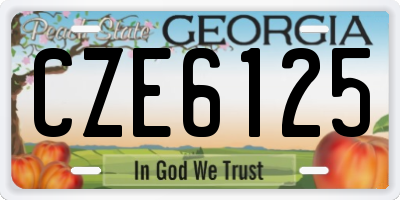 GA license plate CZE6125