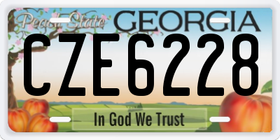 GA license plate CZE6228