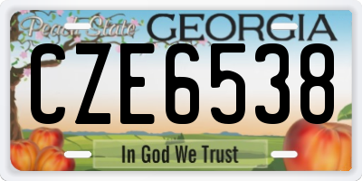 GA license plate CZE6538