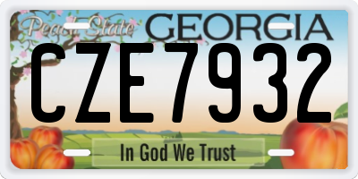 GA license plate CZE7932