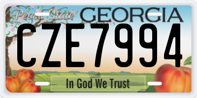 GA license plate CZE7994