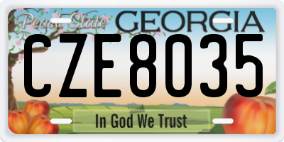 GA license plate CZE8035