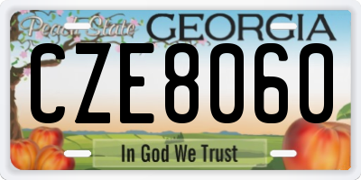 GA license plate CZE8060