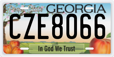 GA license plate CZE8066