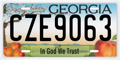 GA license plate CZE9063