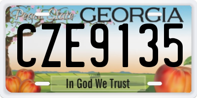 GA license plate CZE9135