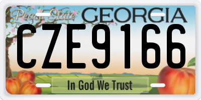GA license plate CZE9166