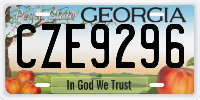 GA license plate CZE9296