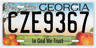 GA license plate CZE9367