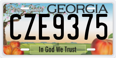 GA license plate CZE9375
