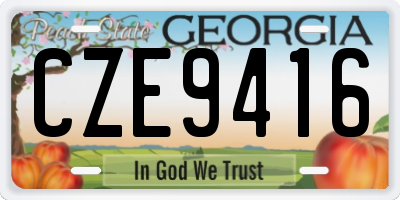 GA license plate CZE9416