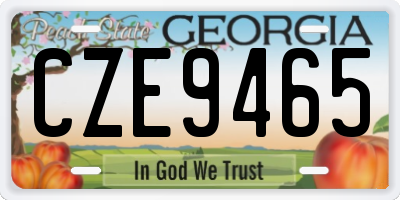 GA license plate CZE9465