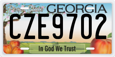 GA license plate CZE9702