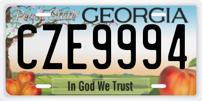 GA license plate CZE9994
