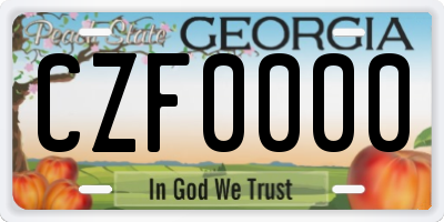 GA license plate CZF0000