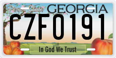 GA license plate CZF0191