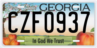 GA license plate CZF0937