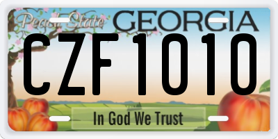 GA license plate CZF1010