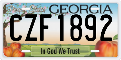 GA license plate CZF1892