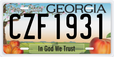 GA license plate CZF1931