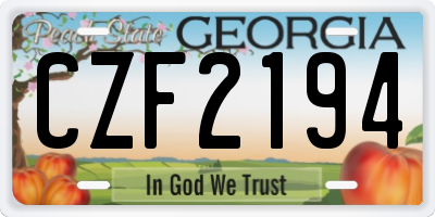 GA license plate CZF2194