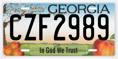 GA license plate CZF2989