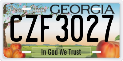 GA license plate CZF3027