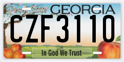 GA license plate CZF3110