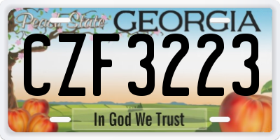 GA license plate CZF3223