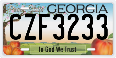 GA license plate CZF3233