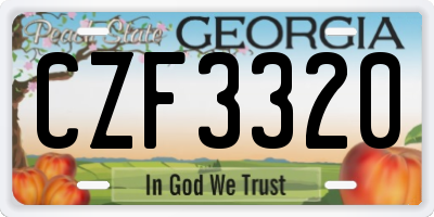 GA license plate CZF3320