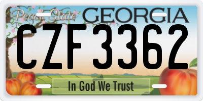 GA license plate CZF3362